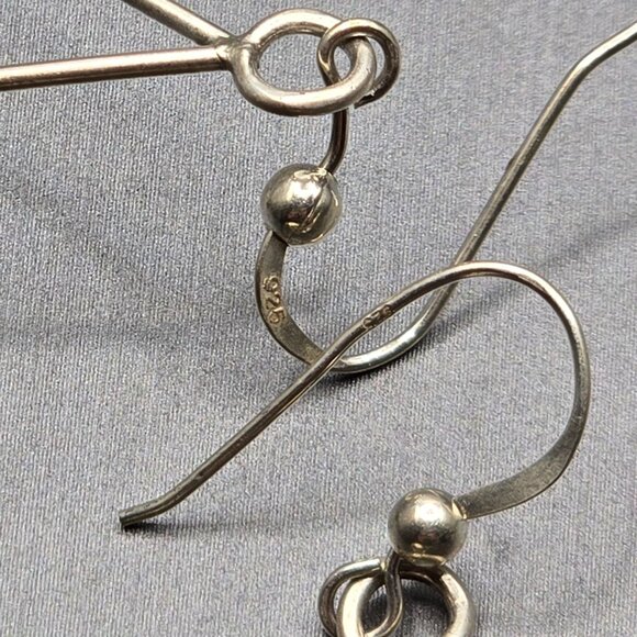 VTG Sterling Silver 925 Triangular Frame Dangle Earrings 2.25" Modernist - Picture 5 of 8